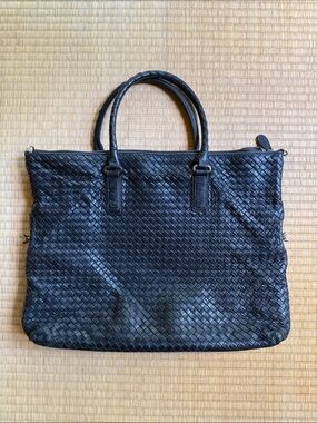 Bottega Veneta Vintage Black Woven Leather Convertible Tote